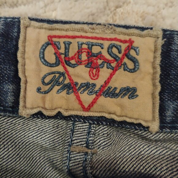 Vintage Guess Premium dark washed low rise flared jeans size 26 Made in USA - Picture 7 of 16